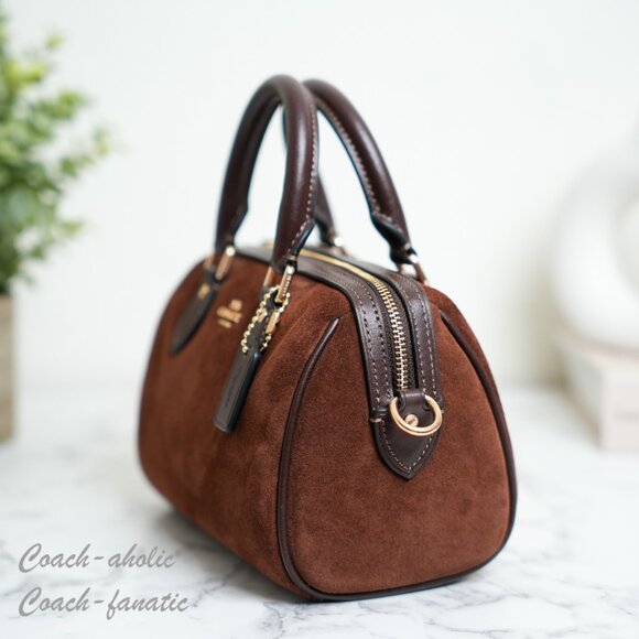 NWT Coach Mini Rowan Crossbody Bag CCF29 suede/Vintage Brown - Picture 9 of 14